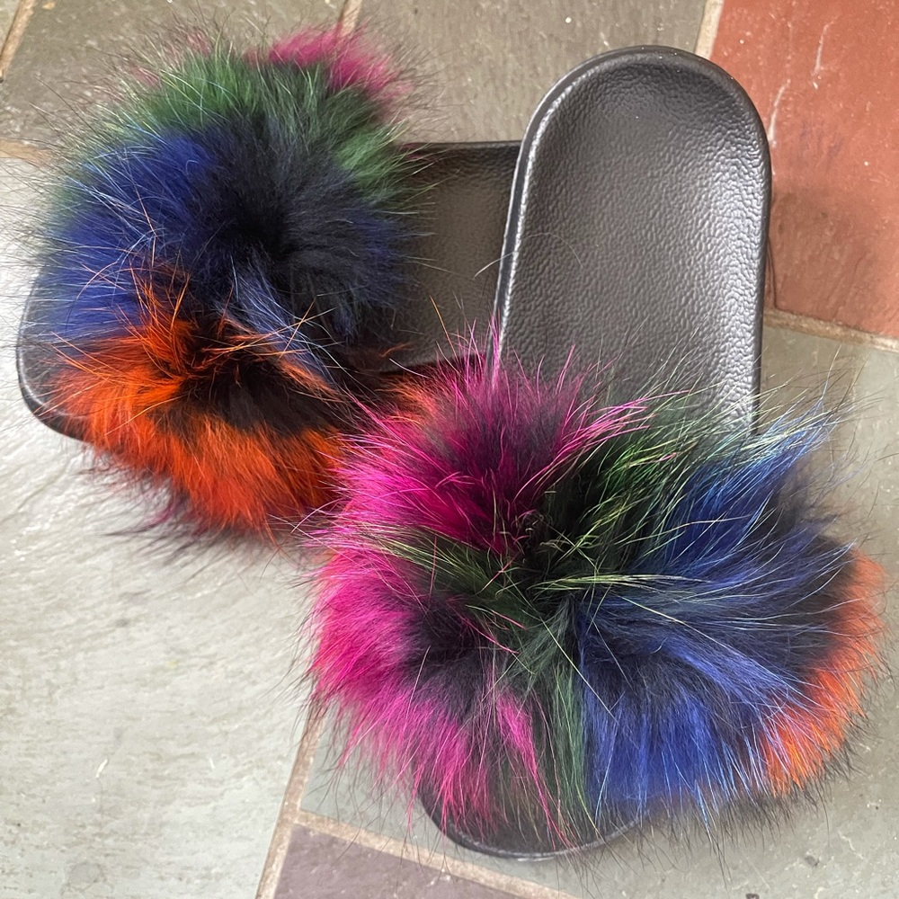 🔥NWT🔥Real 🔥fox fur 🔥slippers 🔥
